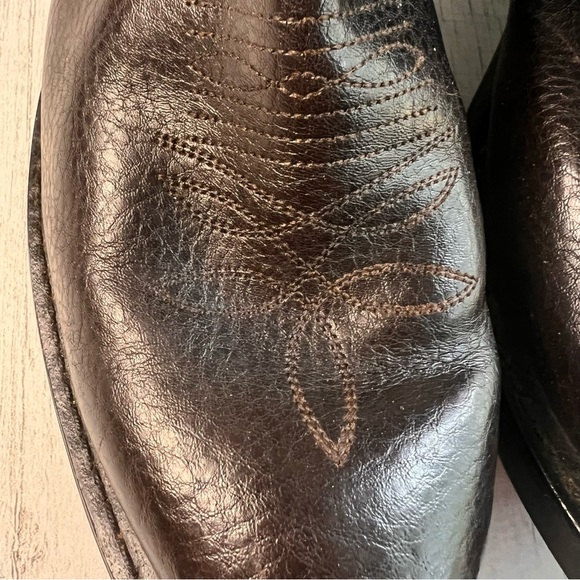 Justin Western Cowboy Boots Men's Size 10D–Dark Brown Grain Leather, Pointed Toe - Picture 14 of 16